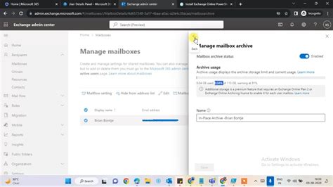 Enable M365 Mailbox Archiving Using PowerShell .